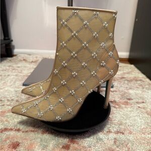 Betsey Johnson Tan and Silver Heeled Boots
